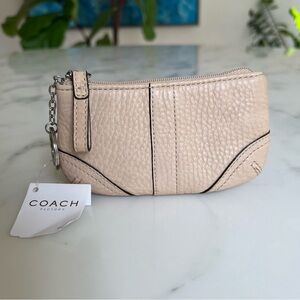 NWT COACH Y2K Vintage Soho Medium Skinny Coin Purse Sand Beige Leather Key Chain